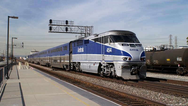 Amtrak Train at Station — Blue, Calm, Afternoon