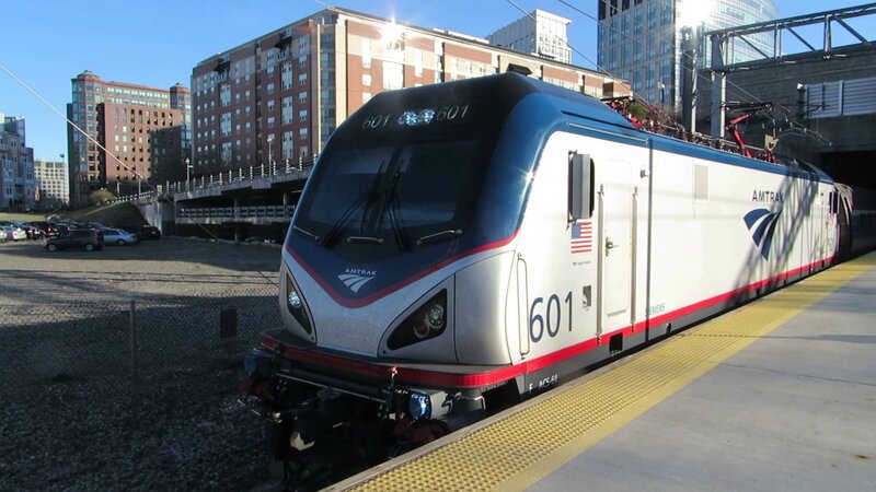 Amtrak Train at Station — White