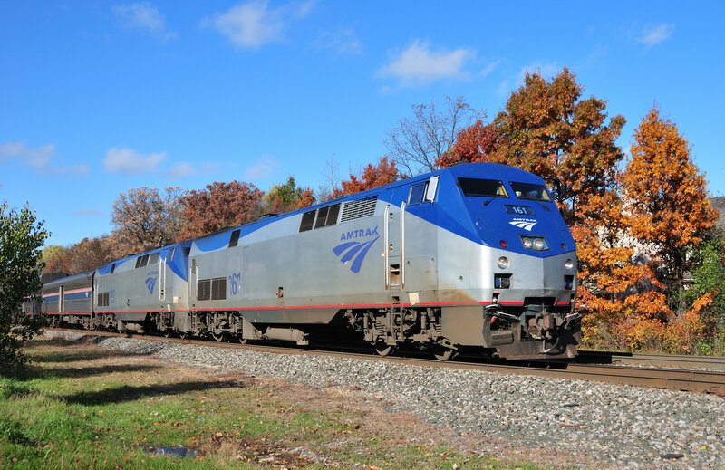 Amtrak train in autumn