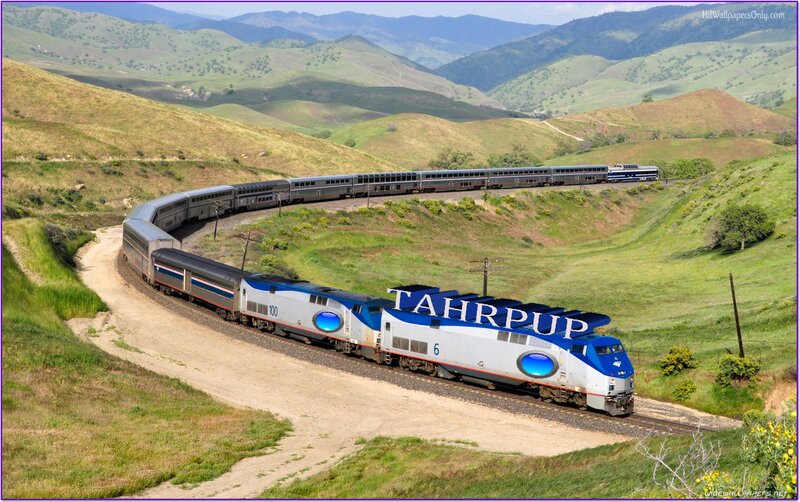 Amtrak Train in Hills — Green, Serene