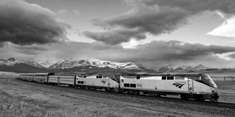 Amtrak Train in Mountains