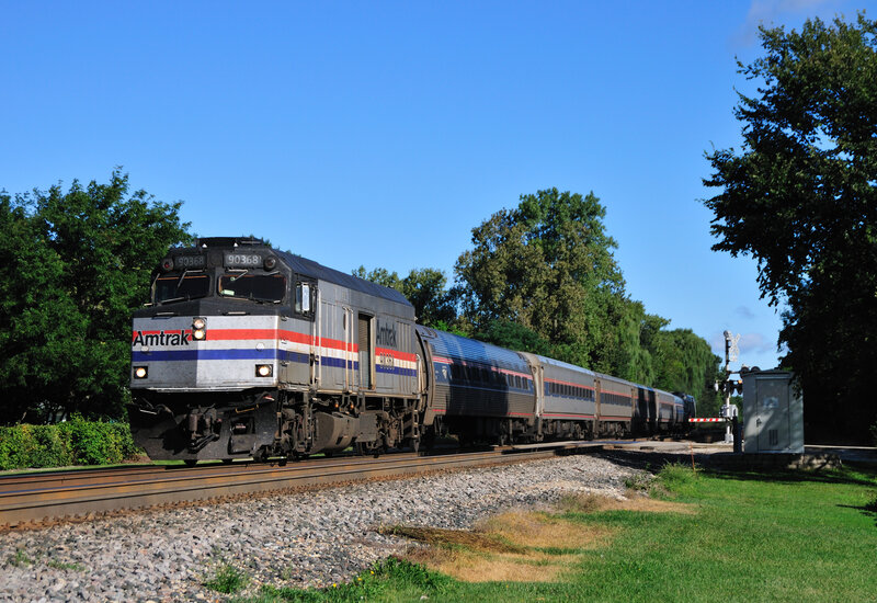 Amtrak train on tracks