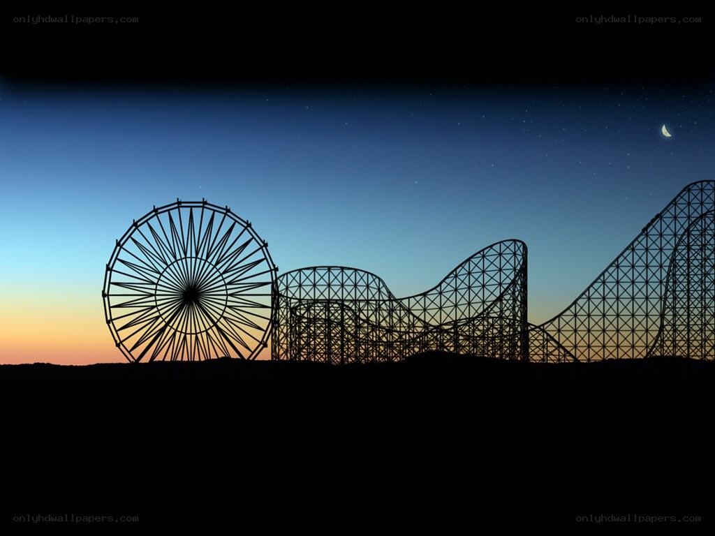 Amusement park at dusk
