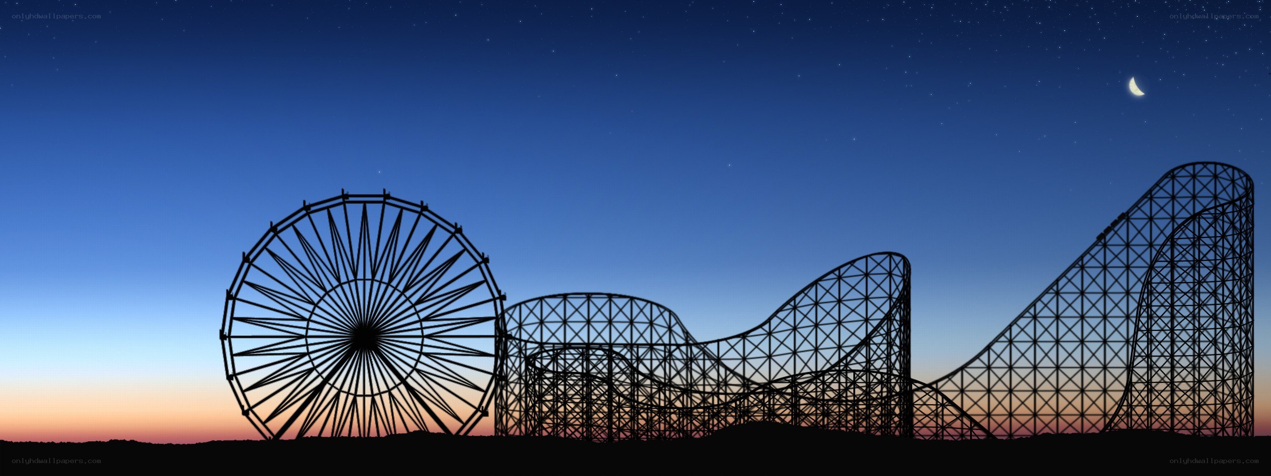 Amusement park at dusk