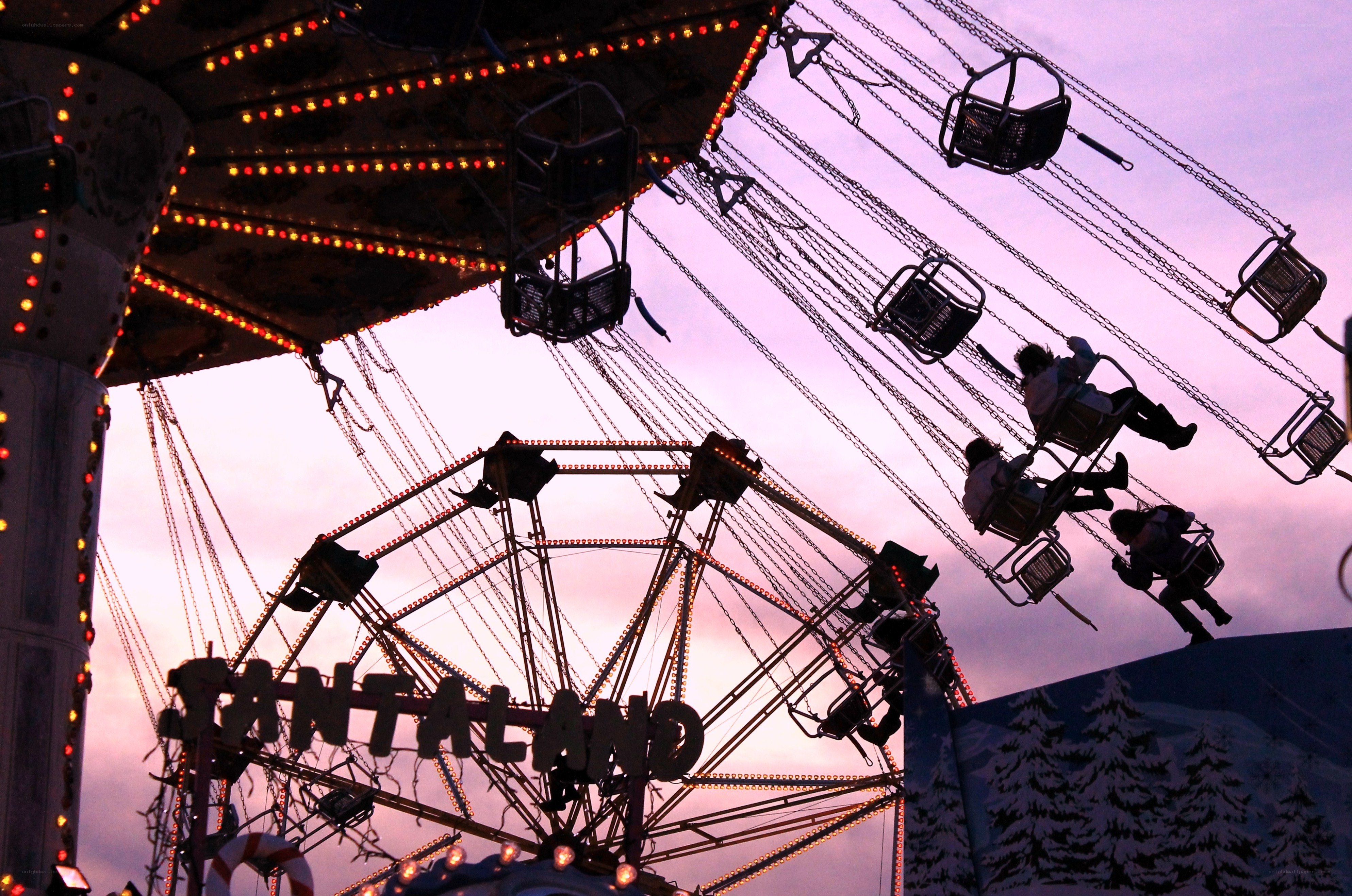 Amusement park at dusk