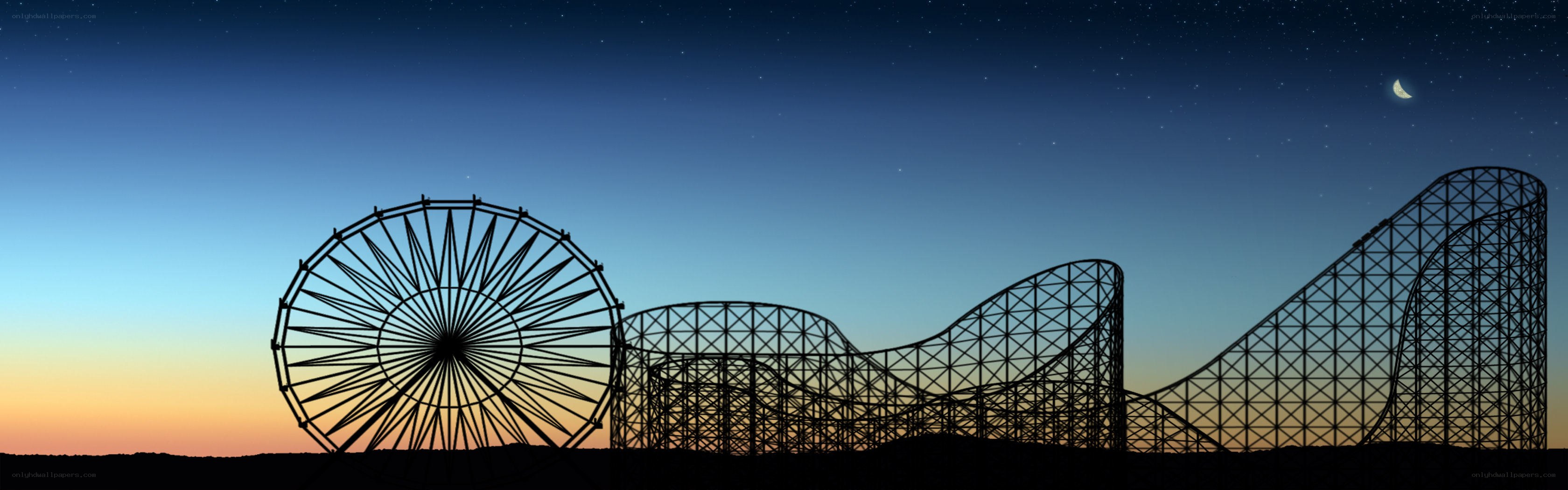 Amusement park at dusk