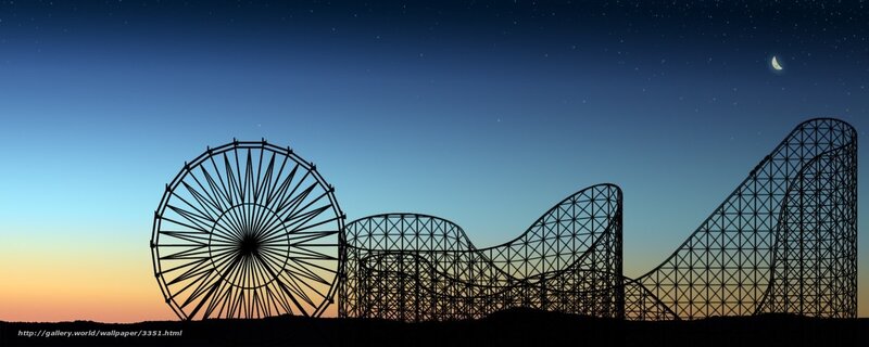 Amusement park at dusk