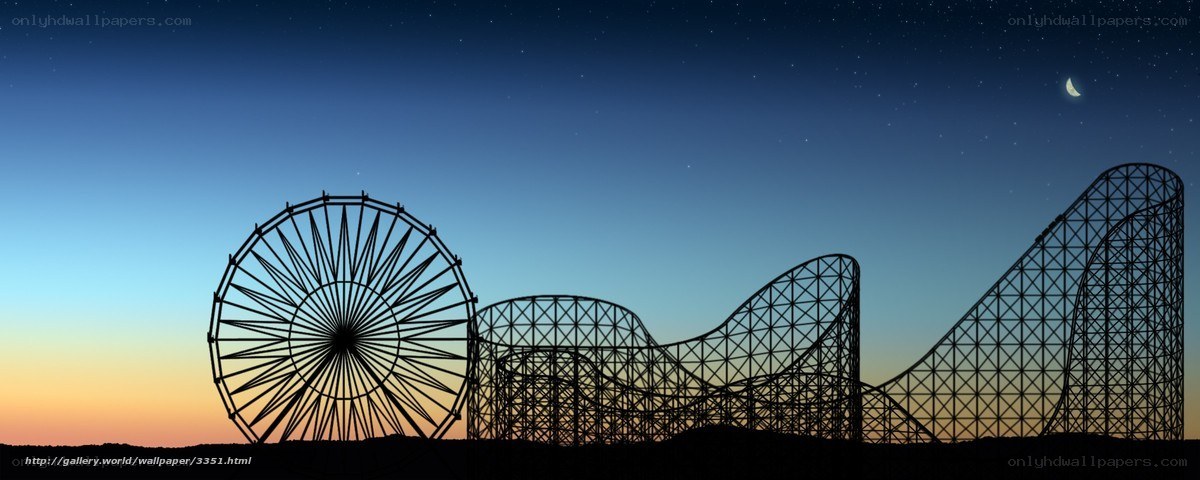 Amusement park at dusk