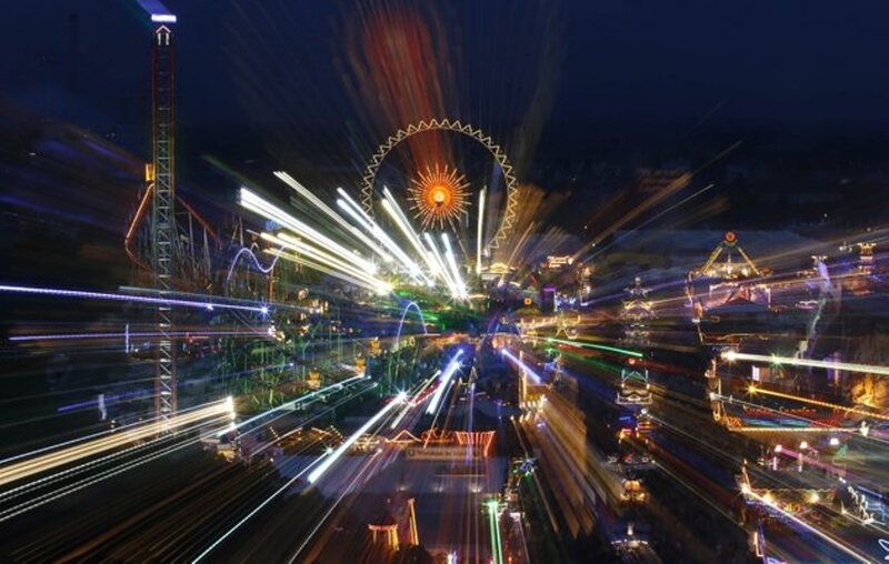 Amusement Park at Night — Black