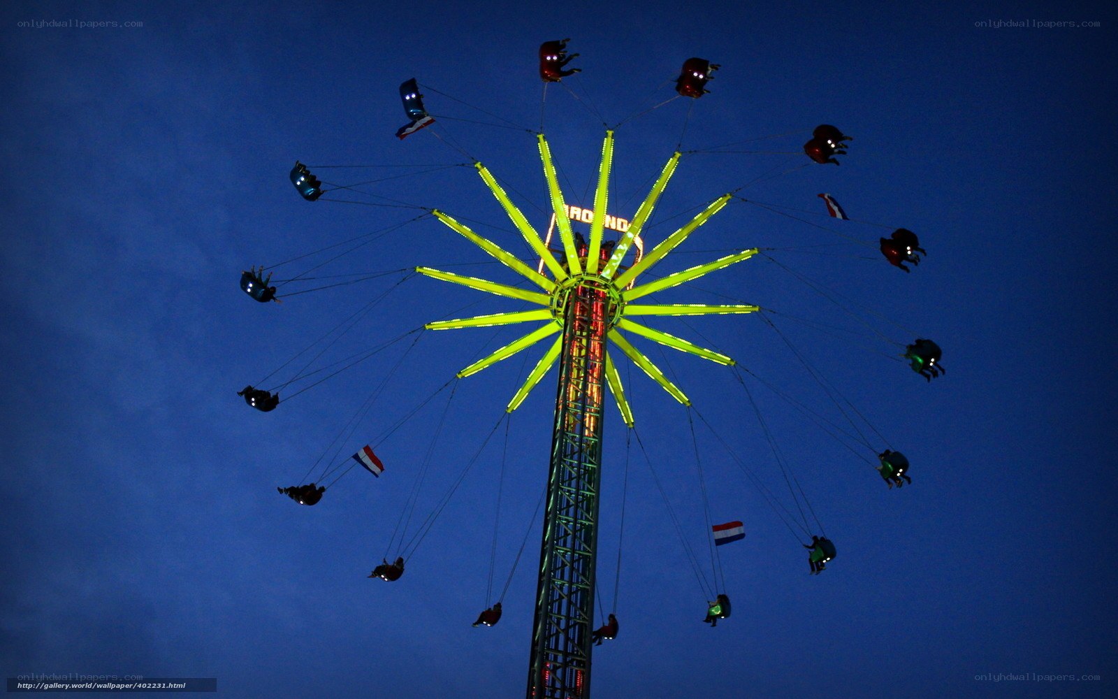 Amusement park ride at night