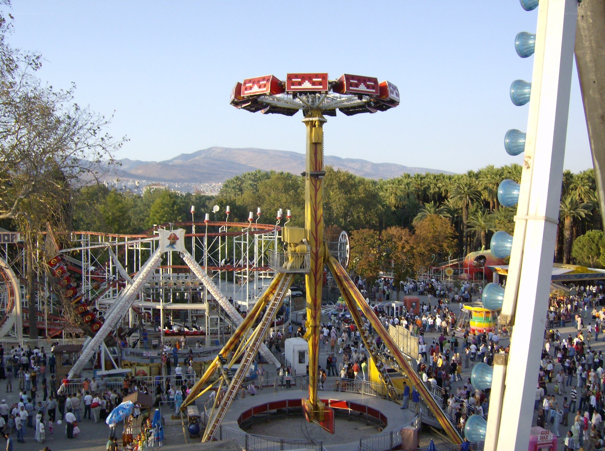 Amusement park with rides