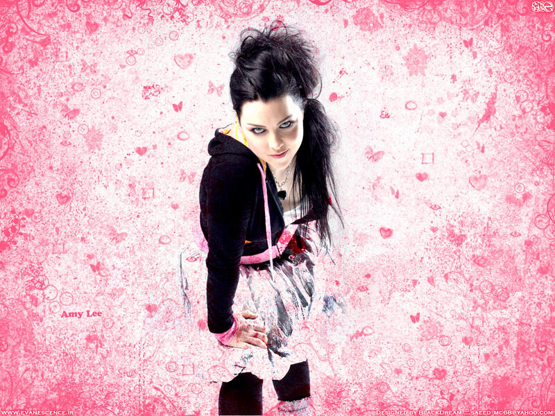 Amy Lee in pink background
