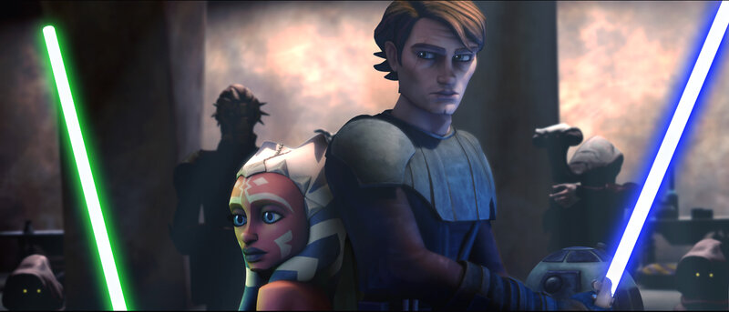 Anakin and Ahsoka in Battle — Blue