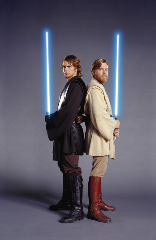 Anakin and Obi-Wan with lightsabers