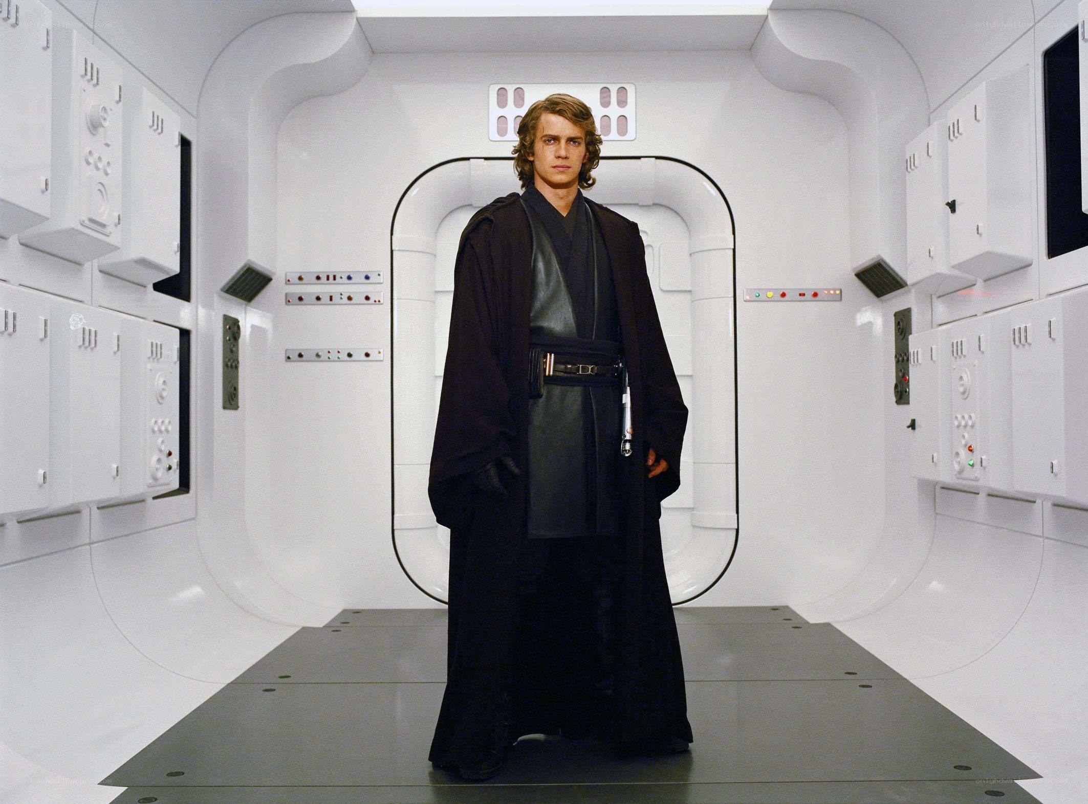 Anakin Skywalker in a spaceship corridor