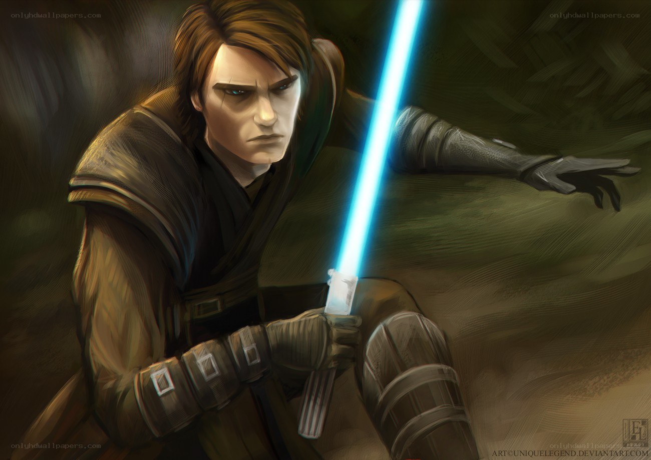 Anakin Skywalker with blue lightsaber