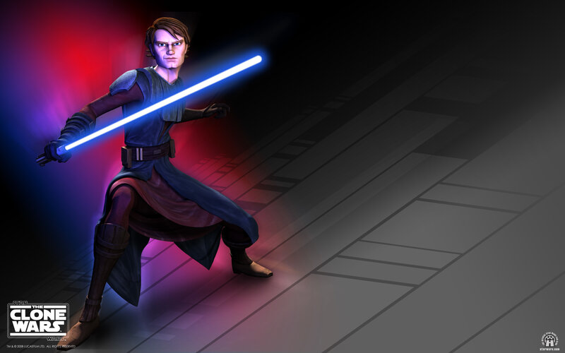 Anakin Skywalker with Lightsaber — Blue, Dramatic, Digital Art