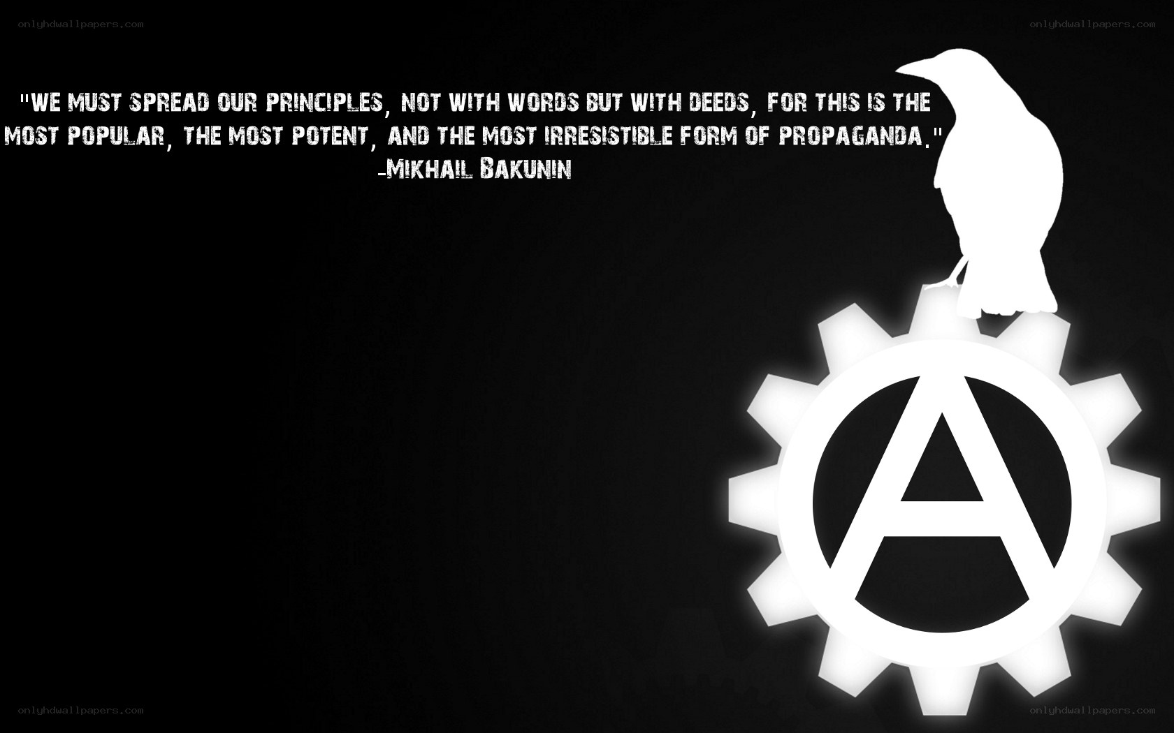 Anarchist quote with gear symbol