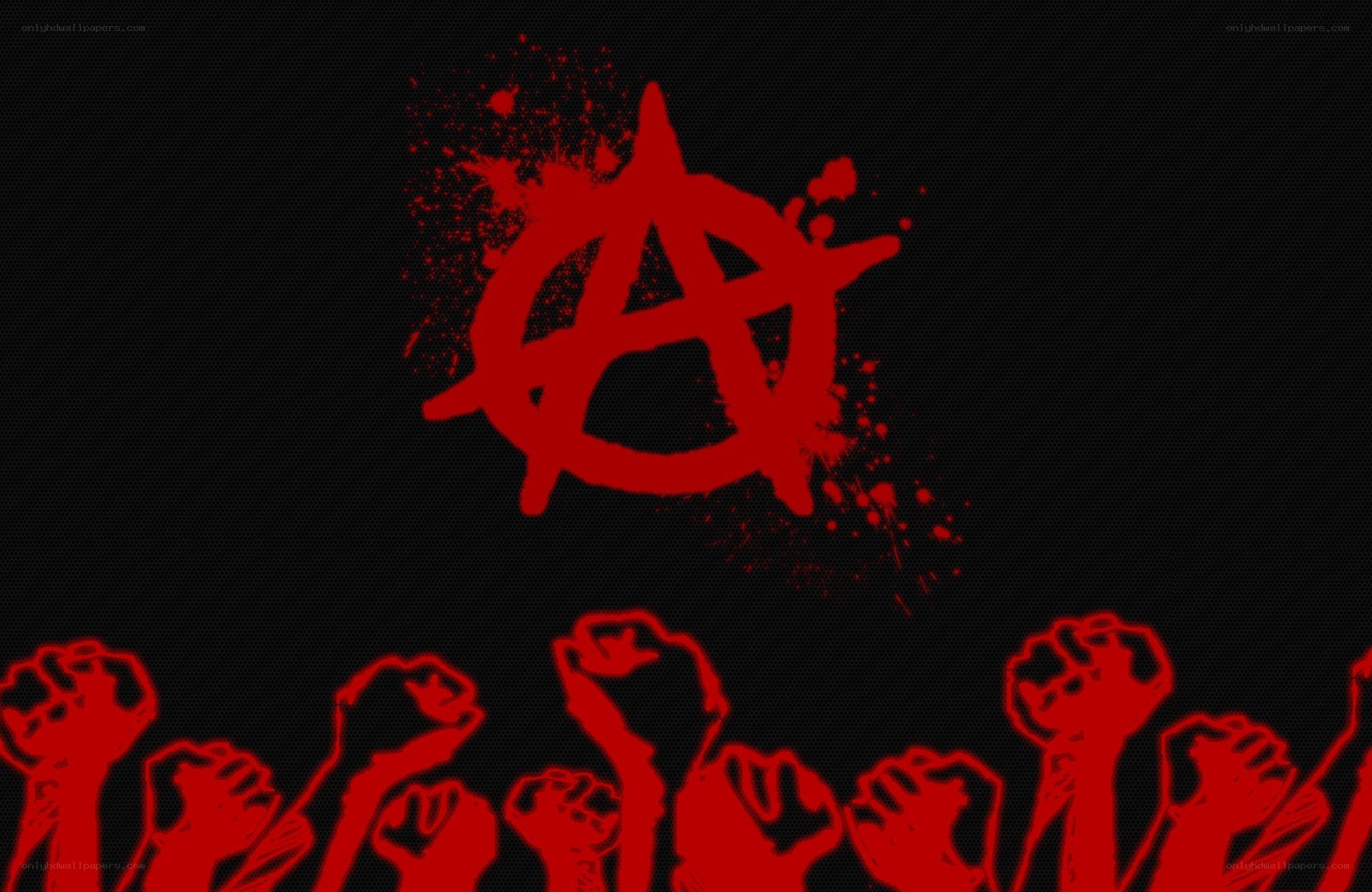 Anarchist symbol with raised fists