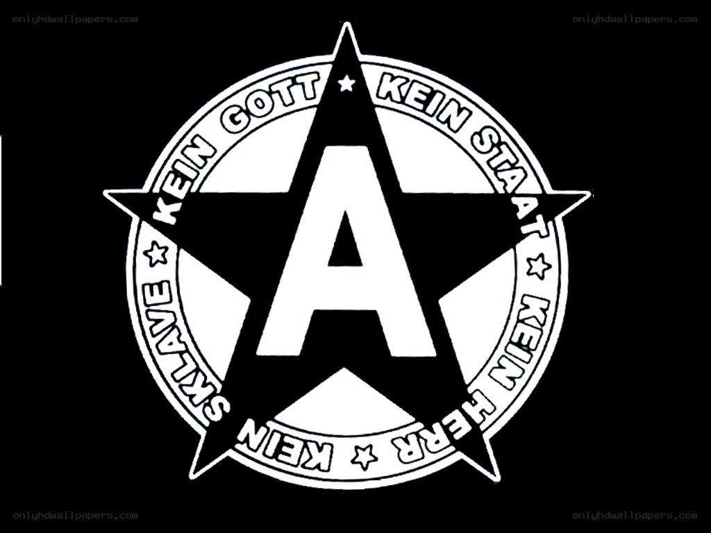 Anarchist symbol with slogan