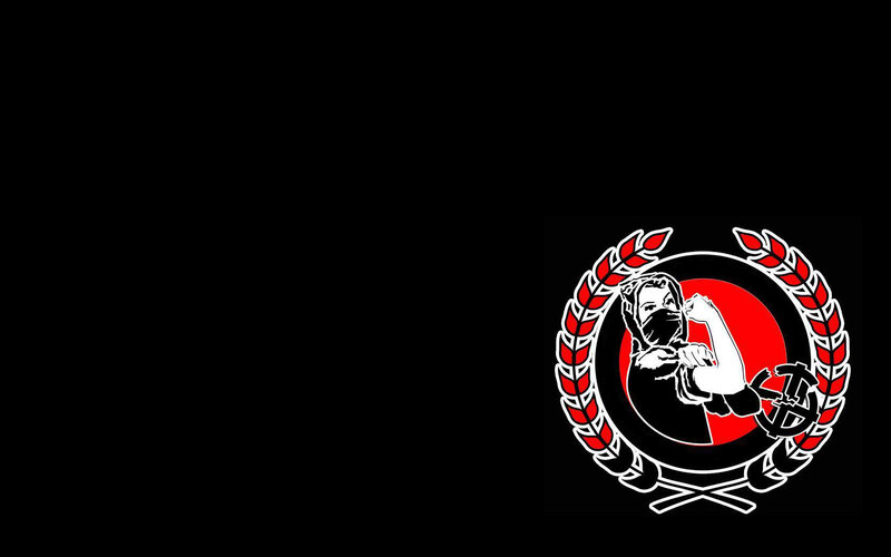 anarchist symbol with worker
