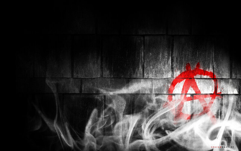 Anarchy symbol on wooden wall