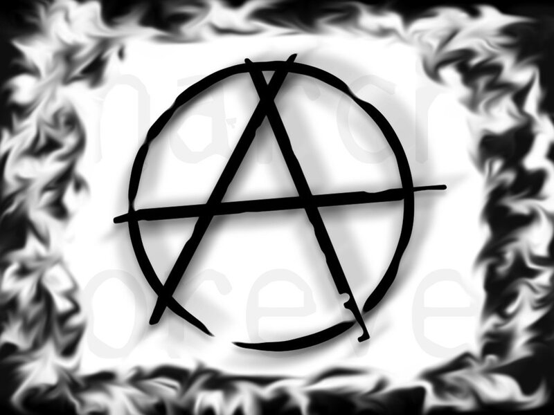 Anarchy symbol with flames