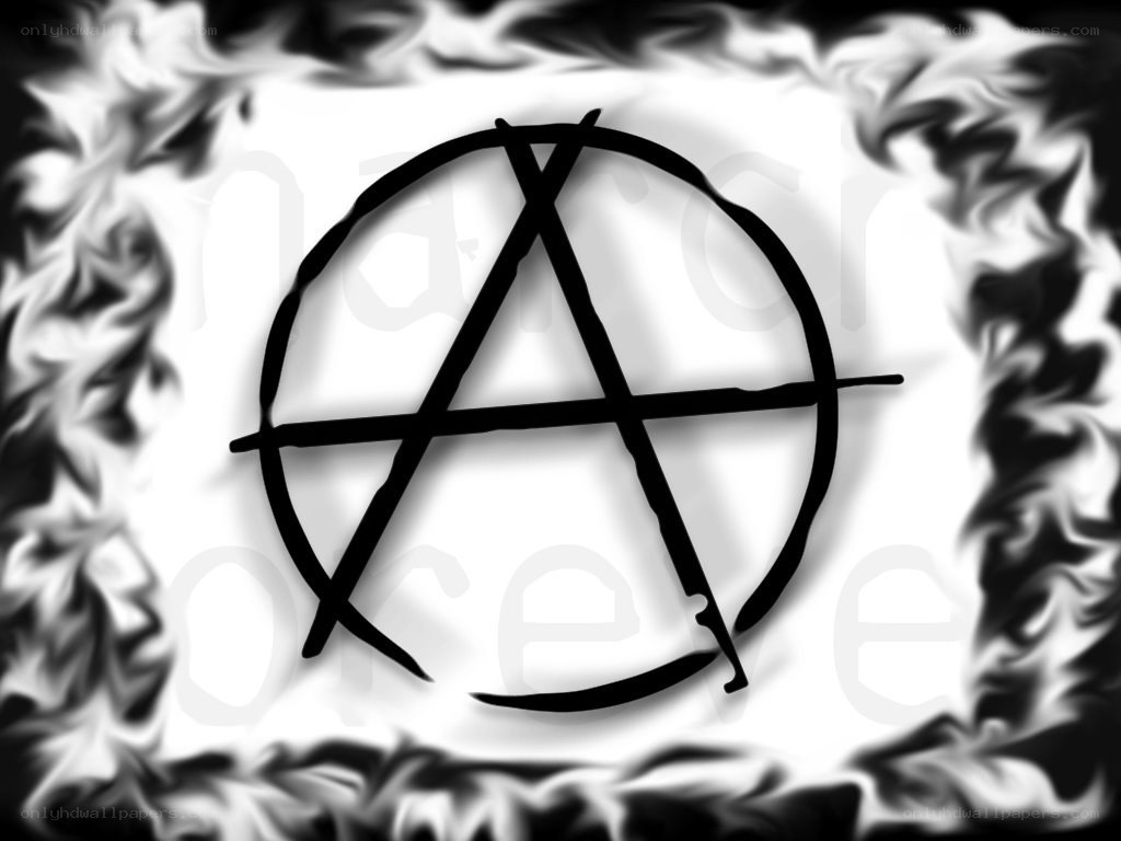 Anarchy symbol with flames