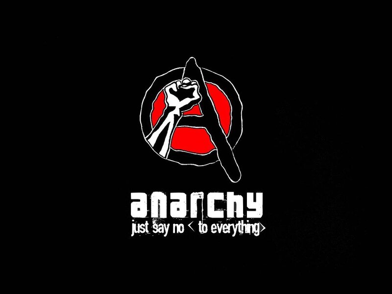 Anarchy symbol with slogan
