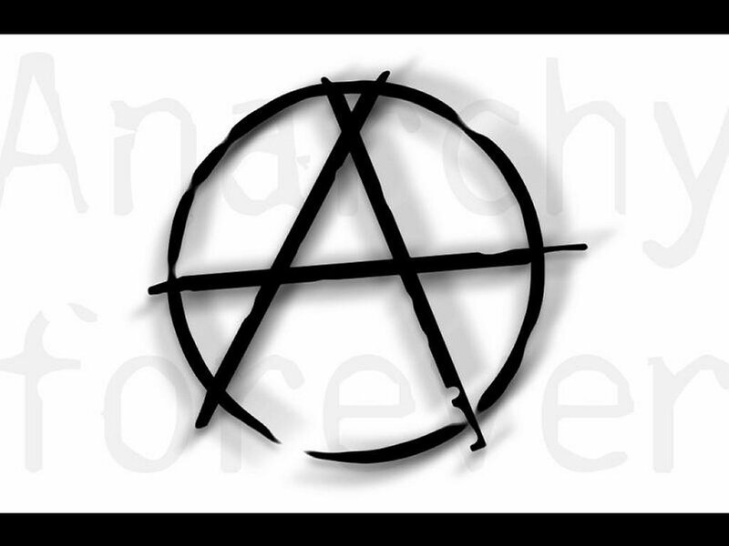 Anarchy symbol with text