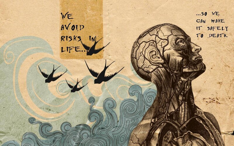 Anatomical Figure with Birds — Brown, Dramatic