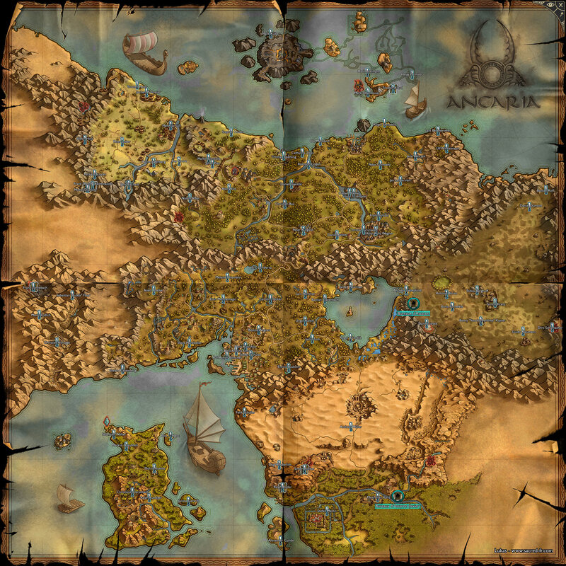 Ancaria fantasy world map