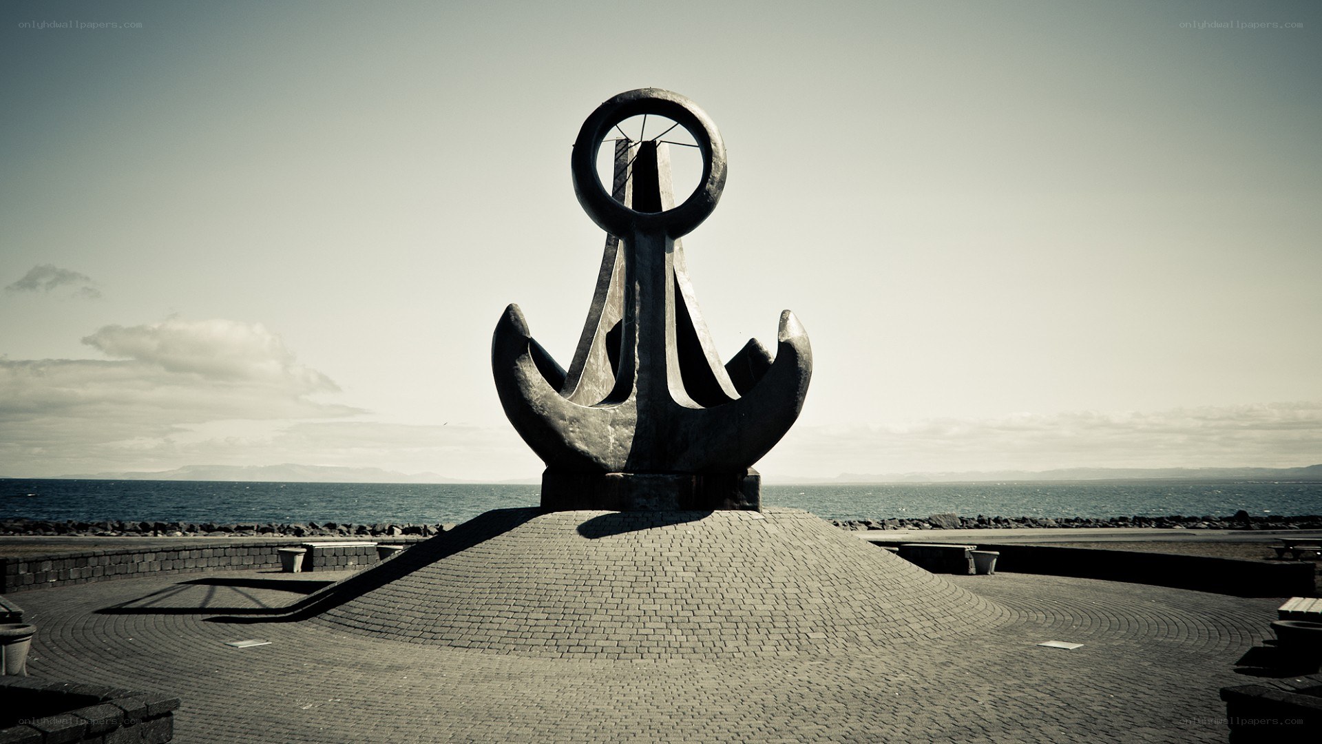 Anchor sculpture by the sea