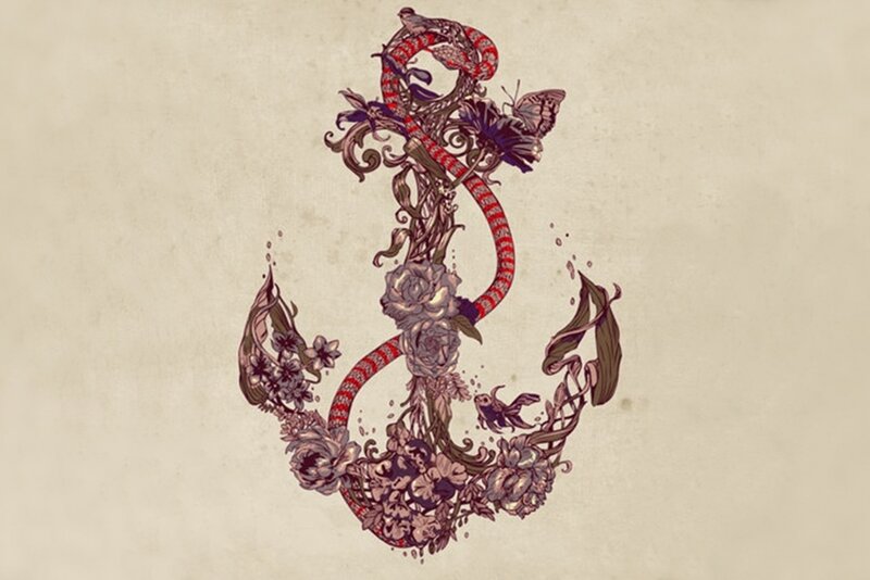 Anchor with Floral Design