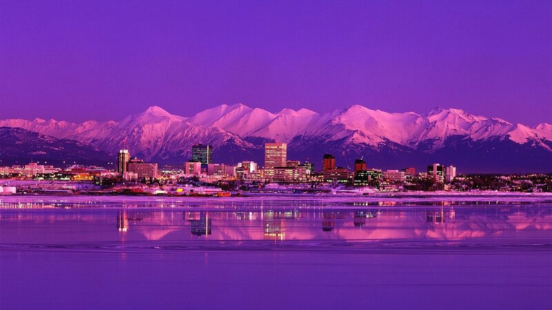 Anchorage City Skyline — Purple, Serene