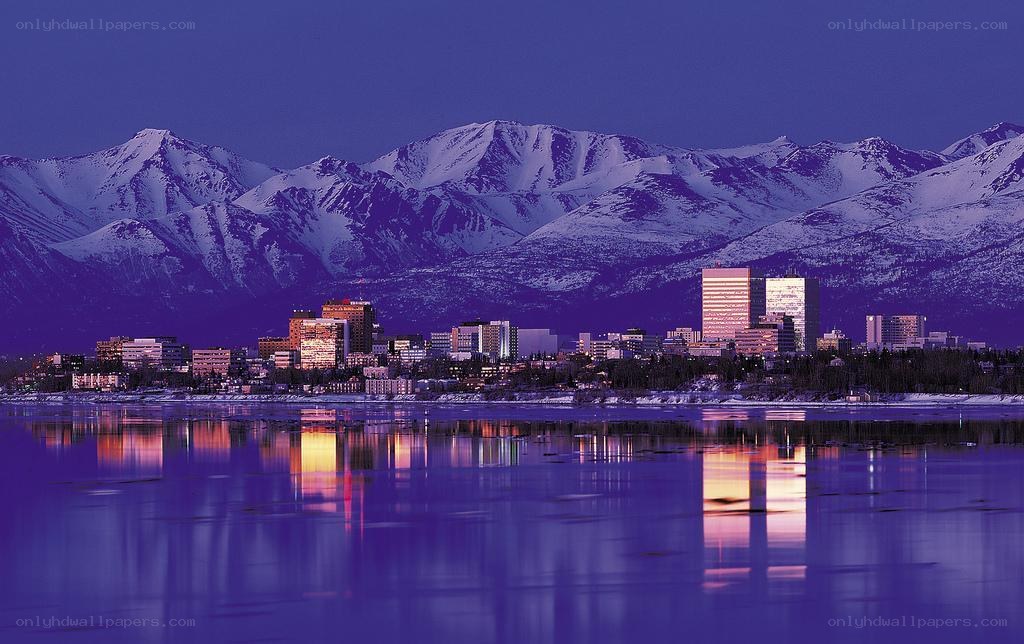 Anchorage cityscape at dusk