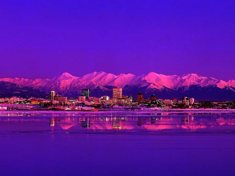 Anchorage cityscape at dusk