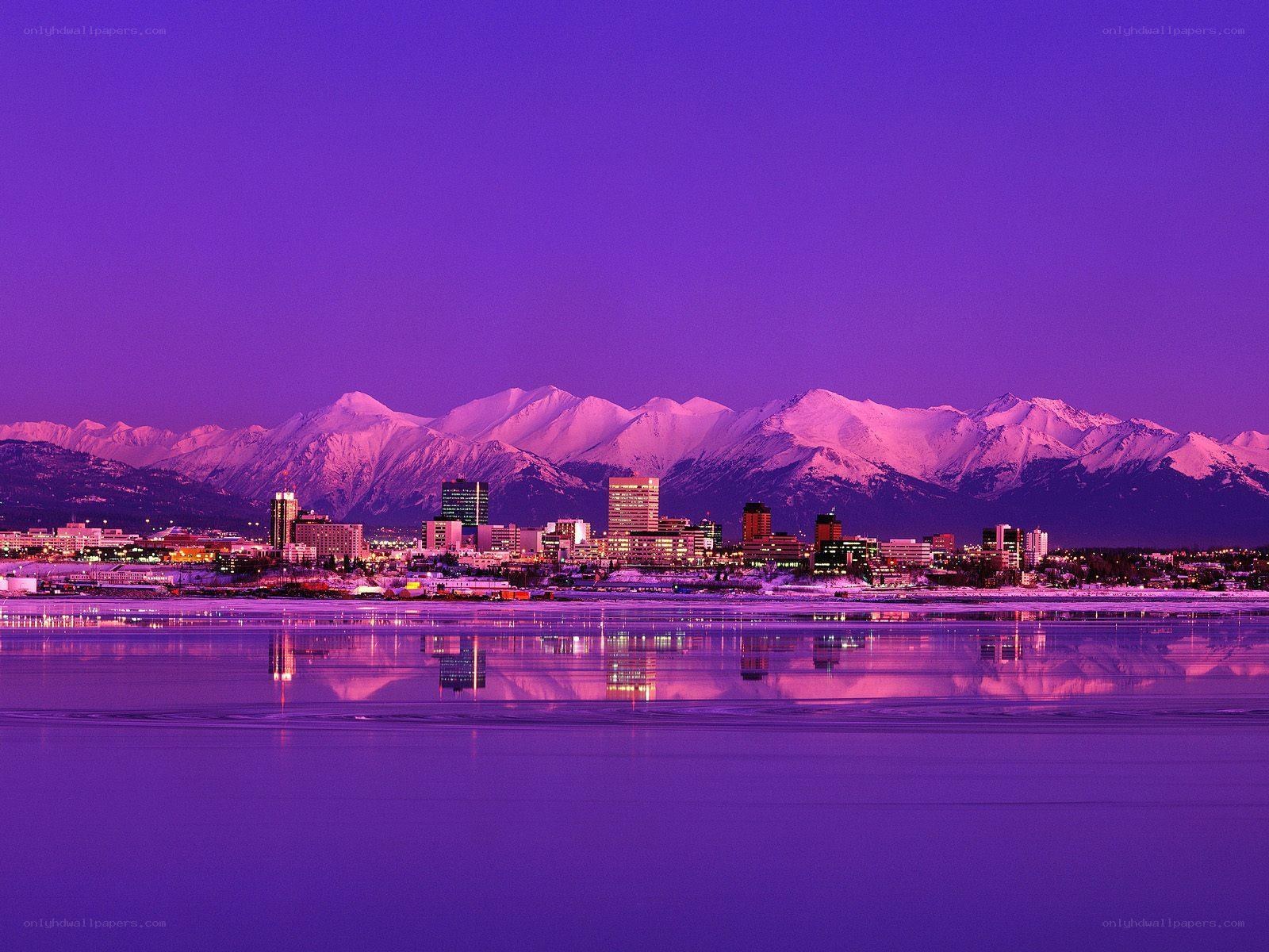 Anchorage cityscape at dusk