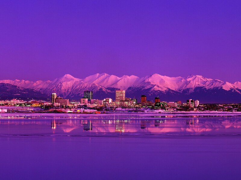 Anchorage cityscape at twilight