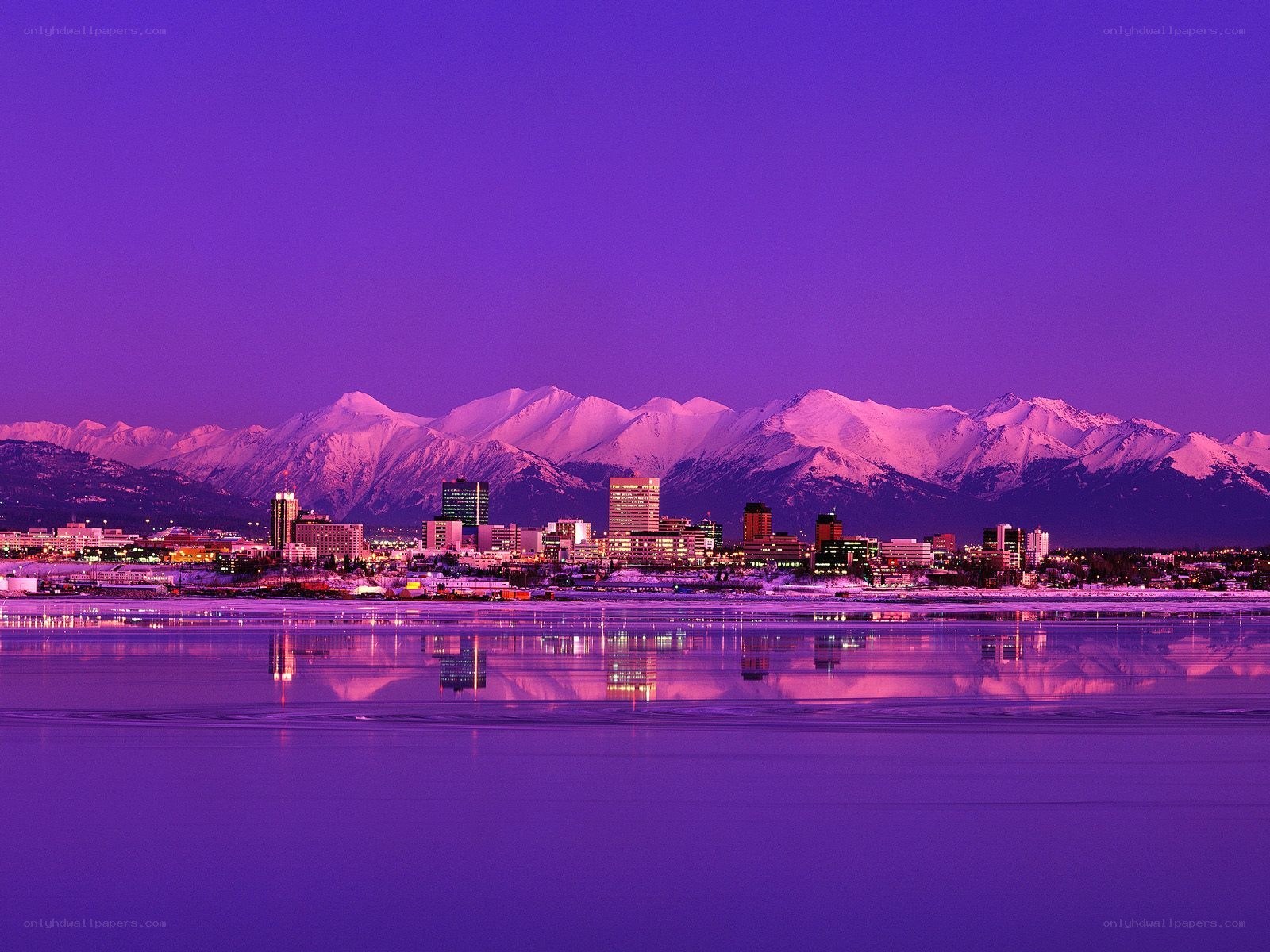 Anchorage cityscape at twilight