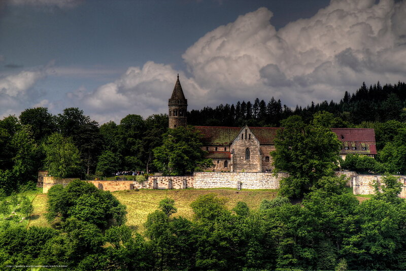 ancient abbey on a hill
