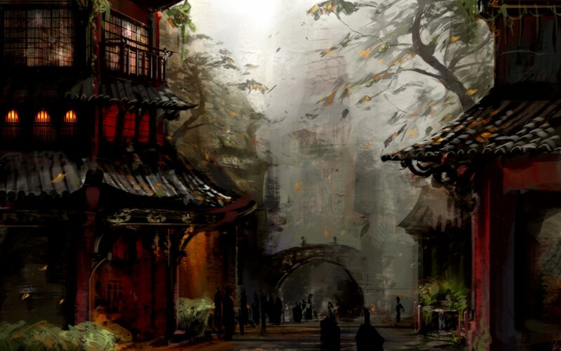 Ancient alleyway at dusk