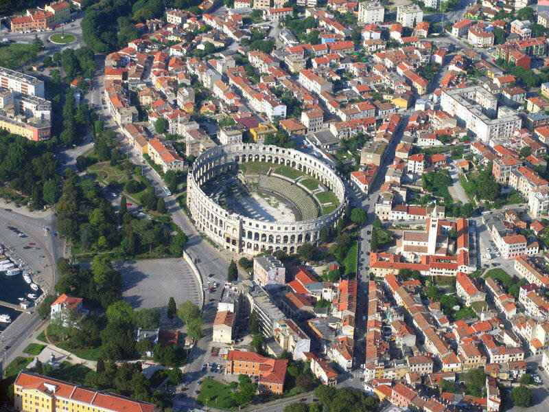 Ancient Amphitheater in City