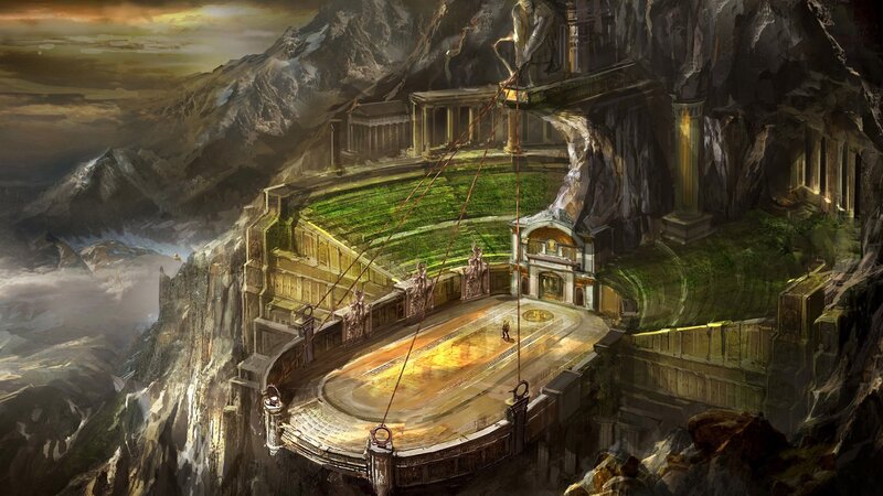 ancient amphitheater in mountains