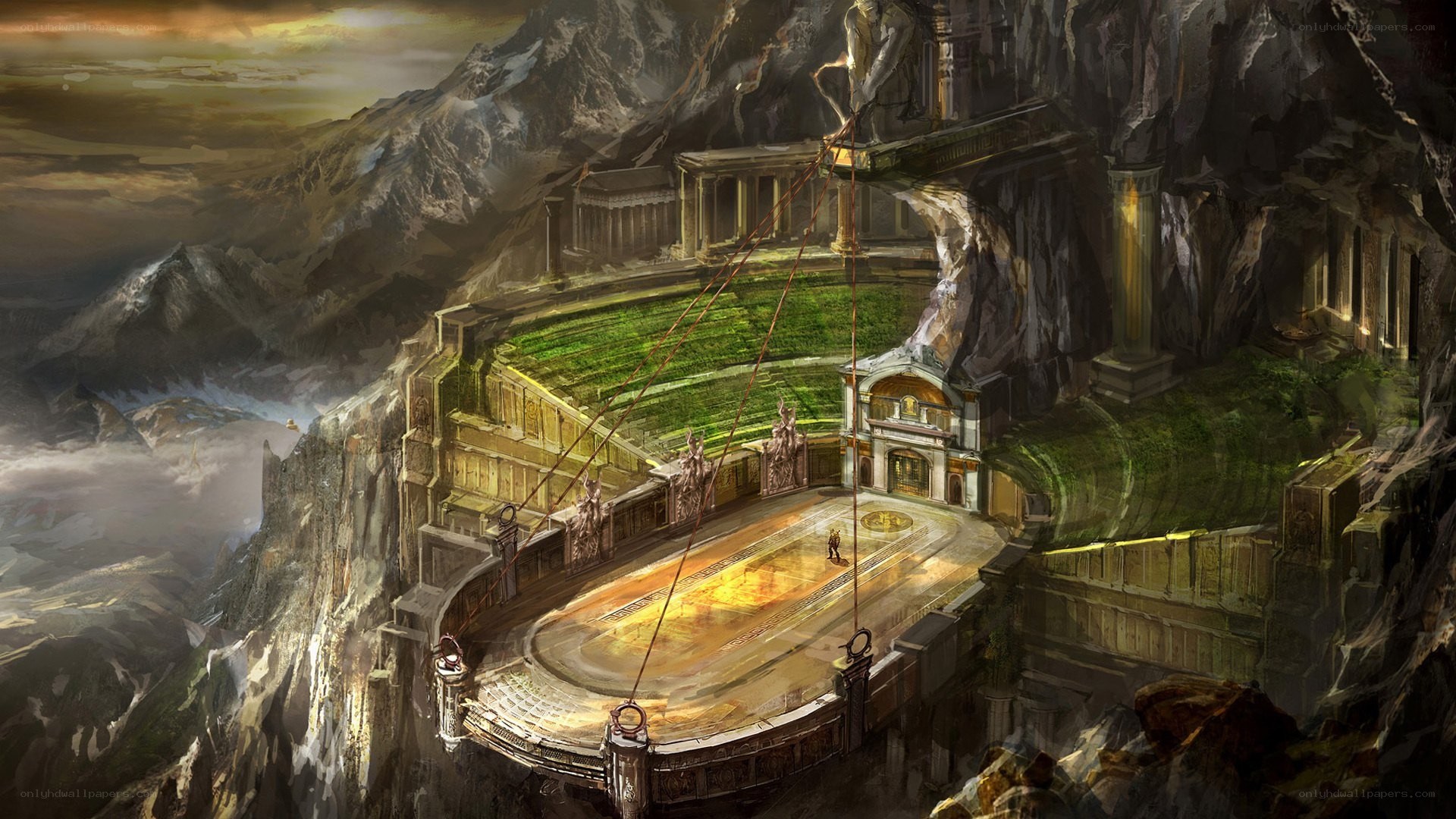 ancient amphitheater in mountains