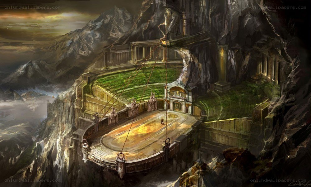 ancient amphitheater in mountains