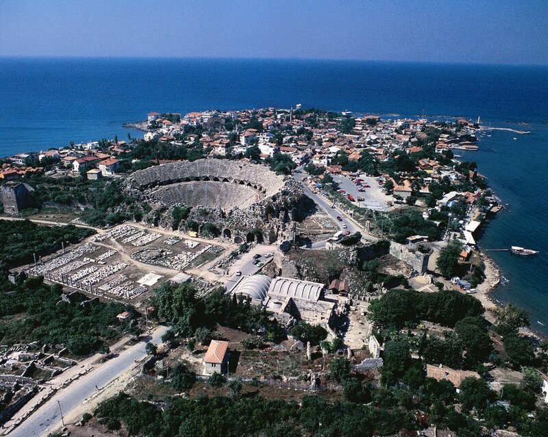 Ancient Amphitheater Ruins — Blue, Serene, Afternoon