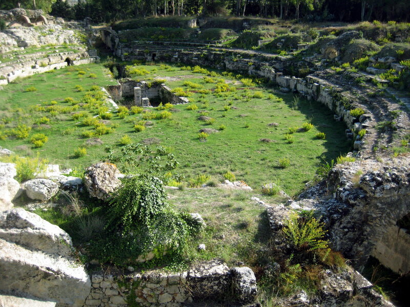 Ancient Amphitheater Ruins — Green, Serene