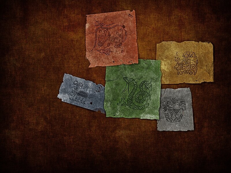 ancient animal symbols on parchment