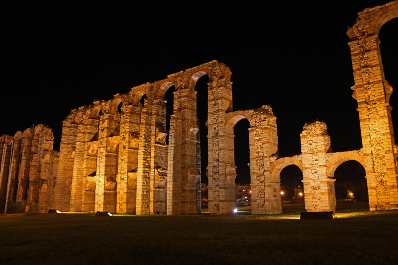 Ancient Aqueduct at Night — Black